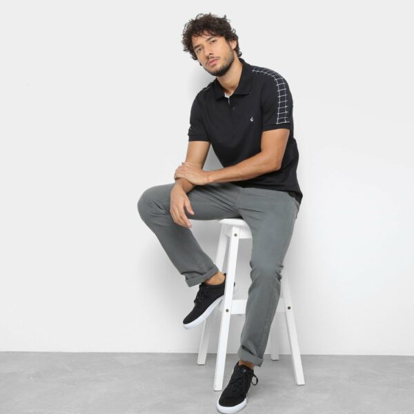 Camisa Polo Burn Detalhe Bordado Masculina - Preto 01 - Image 2