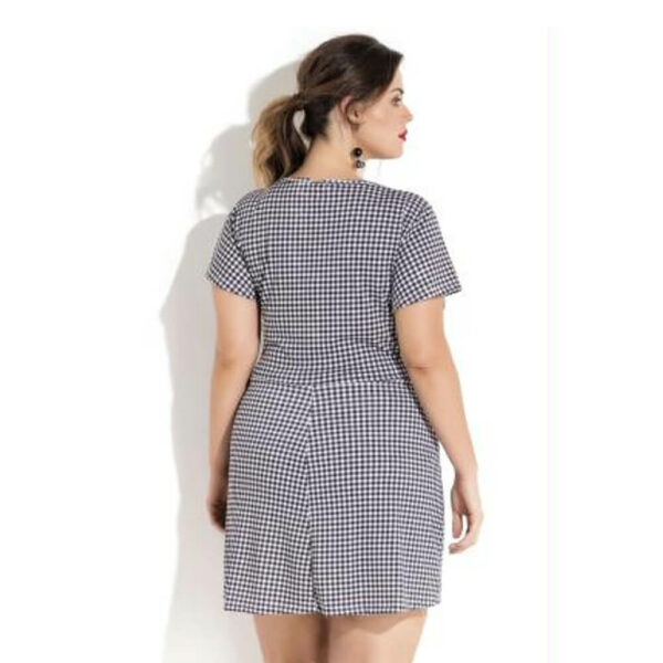 Vestido Evasê Xadrez Vichy Plus Size - Image 4