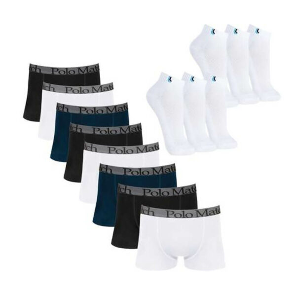 Kit Com 8 Cuecas Boxer De Cotton Polo Match Com 3 Pares De Meia